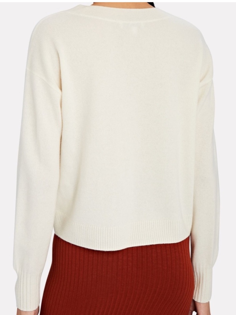 Intermix 100% Cashmere Elroy V-Neck Cashmere Sweater Size Medium Cream Ivory - Picture 3 of 8
